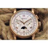 Replika A. Lange & Söhne Lemania Moonphase Chronograph Roségold mit weißem Zifferblatt Schweizer Lemania