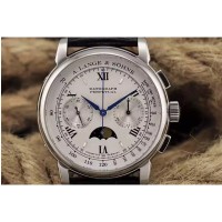 Replika A. Lange & Söhne Lemania Moonphase Chronograph Edelstahl weißes Zifferblatt Schweizer Lemania