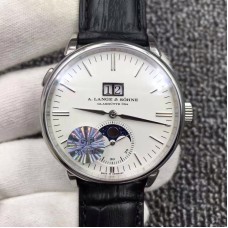 Replika A. Lange & Söhne Saxonia Moon Phase 384.026 Edelstahl weißes Zifferblatt