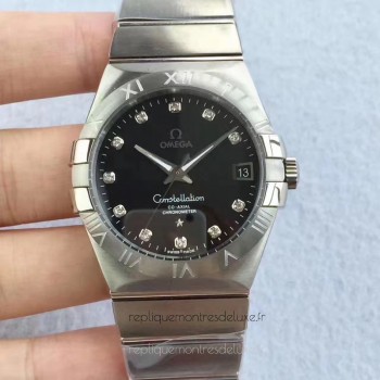 Replik-Uhr Omega Constellation 123.10.38.21.51.001 38MM Rostfreier Stahl Schwarzes Zifferblatt 