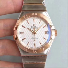 Replik-Uhr Omega Constellation 123.20.38.21.02.008 38MM Rostfreier Stahl /Roségold WeiBes Zifferblatt 