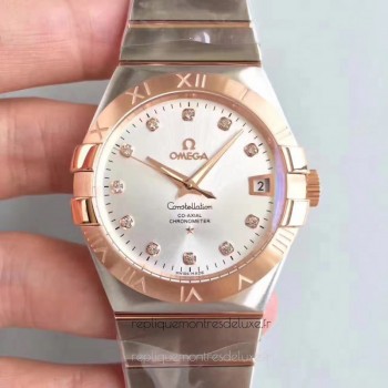 Replik-Uhr Omega Constellation 123.20.38.21.52.001 38MM Rostfreier Stahl /Roségold Rhodium-Zifferblatt 