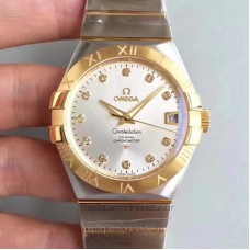 Replik-Uhr Omega Constellation 123.20.38.21.52.002 38MM Rostfreier Stahl /Gelbgold Rhodium-Zifferblatt 