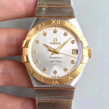 Replik-Uhr Omega Constellation 123.20.38.21.52.002 38MM Rostfreier Stahl /Gelbgold Rhodium-Zifferblatt 