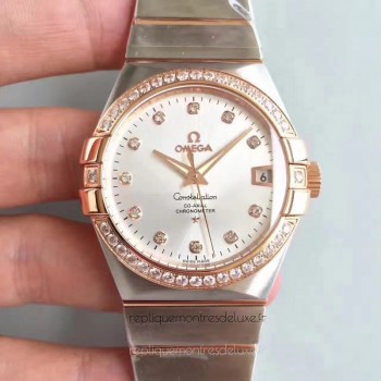 Replik-Uhr Omega Constellation 123.25.38.21.52.001 38MM Rostfreier Stahl /Roségold Rhodium-Zifferblatt 