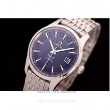 Replik-Uhr Omega De Ville 41MM Rostfreier Stahl Blaues Zifferblatt 