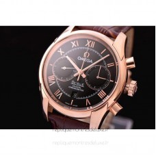 Replik-Uhr Omega De Ville 42MM Chronograph Roségold Schwarzes Zifferblatt 