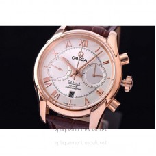 Replik-Uhr Omega De Ville 42MM Chronograph Roségold WeiBes Zifferblatt 