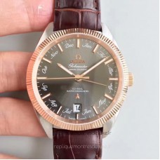 Replik-Uhr Omega Globemaster Jahreskalender 130.23.41.22.06.001 Rostfreier Stahl /Roségold Anthrazitfarbenes Zifferblatt 