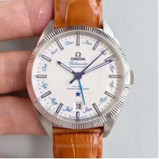 Replik-Uhr Omega Globemaster Jahreskalender 130.33.41.22.02.001 Rostfreier Stahl WeiBes Zifferblatt 