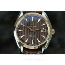 Replik-Uhr Omega Seamaster Aqua Terra 150M 41MM Roségold /Rostfreier Stahl Braunes Zifferblatt 