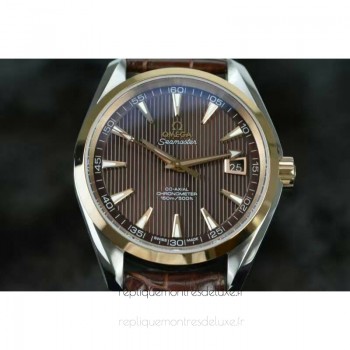 Replik-Uhr Omega Seamaster Aqua Terra 150M 41MM Roségold /Rostfreier Stahl Braunes Zifferblatt 