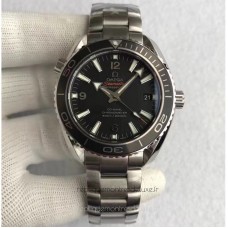 Replik-Uhr Omega Seamaster Planet Ocean 45MM Rostfreier Stahl Schwarzes Zifferblatt 