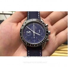 Replik-Uhr Omega Speedmaster Moonuhr Anniversary Silber Snoopy Rostfreier Stahl Blaues Zifferblatt 