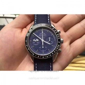 Replik-Uhr Omega Speedmaster Moonuhr Anniversary Silber Snoopy Rostfreier Stahl Blaues Zifferblatt 