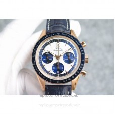 Replik-Uhr Omega Speedmaster Moonuhr Limited Edition Roségold White /Blaues Zifferblatt 