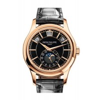 Replik Patek Philippe Complications Uhr mit schwarzem Zifferblatt 5205R-010