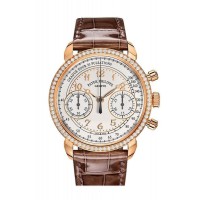 Replik Patek Philippe Complications Silvery Opaline Dial Damen-Handaufzugs-Diamantuhr 7150/250R-001