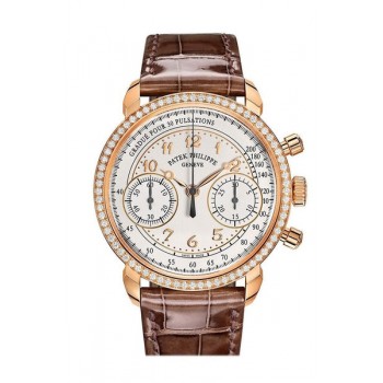 Replik Patek Philippe Complications Silvery Opaline Dial Damen-Handaufzugs-Diamantuhr 7150/250R-001