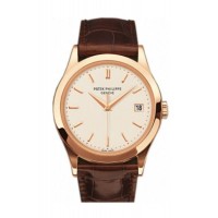 Replik Patek Philippe Calatrava Uhr 5296R-010 aus 18 kt Roségold mit opalfarbenem Zifferblatt