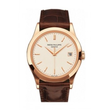 Replik Patek Philippe Calatrava Uhr 5296R-010 aus 18 kt Roségold mit opalfarbenem Zifferblatt