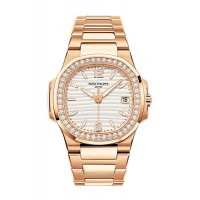 Replik Patek Philippe Nautilus Damenuhr 7010/01R-0 aus 18 Karat Roségold mit Diamanten