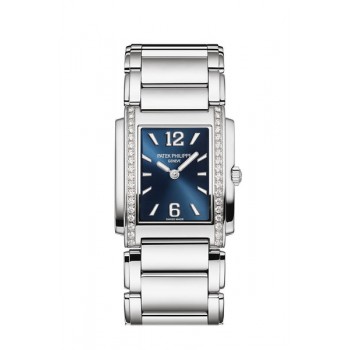 Replik Patek Philippe Twenty Four Blaues Zifferblatt 30 mm Damenuhr 4910/1200A