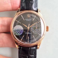 Replik-Uhr Rolex Cellini Date 50515 Roségold Schwarzes Zifferblatt 