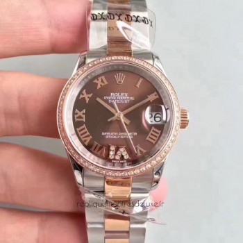 Replik-Uhr Rolex Datejust 31 178341 31MM Rostfreier Stahl & Roségold Zifferblatt Schokolade