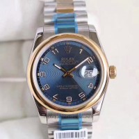 Replik-Uhr Rolex Datejust 36 116203 36MM Rostfreier Stahl & Gelbgold Blaues Zifferblatt