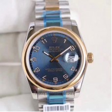 Replik-Uhr Rolex Datejust 36 116203 36MM Rostfreier Stahl & Gelbgold Blaues Zifferblatt