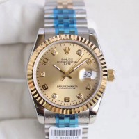 Replik-Uhr Rolex Datejust 36 116233 36MM Rostfreier Stahl & Gelbgold Champagner-Zifferblatt