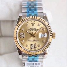 Replik-Uhr Rolex Datejust 36 116233 36MM Rostfreier Stahl & Gelbgold Champagne & Diamanten Dial