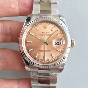 Replik-Uhr Rolex Datejust 36MM 116234 Rostfreier Stahl Roségold Zifferblatt