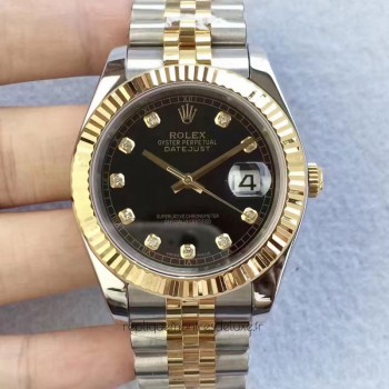 Replik-Uhr Rolex Datejust 41 126333 41MM Rostfreier Stahl & Gelbgold Schwarzes Zifferblatt