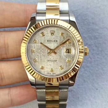 Replik-Uhr Rolex Datejust 41 126333 41MM Rostfreier Stahl & Gelbgold Silbernes Zifferblatt