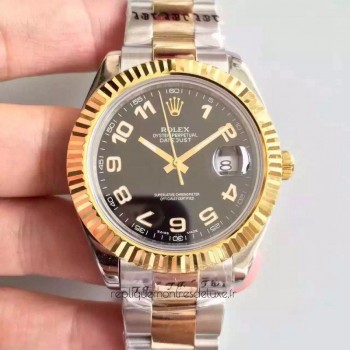 Replik-Uhr Rolex Datejust 41 126333 41MM Rostfreier Stahl & Gelbgold Schwarz & Arabic Dial