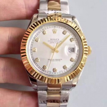 Replik-Uhr Rolex Datejust 41 126333 41MM Rostfreier Stahl & Gelbgold White & Diamanten Dial