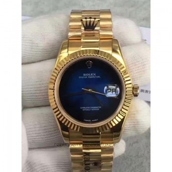 Replik-Uhr Rolex Datejust 41 Lapis Lazuli HK Gelbgold Blaues Zifferblatt