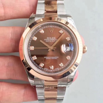 Replik-Uhr Rolex Datejust II 116333 41MM Rostfreier Stahl & Roségold Zifferblatt Schokolade