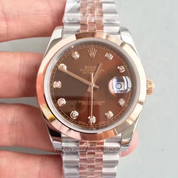 Replik-Uhr Rolex Datejust II 116333 41MM Rostfreier Stahl & 18K Roségold Wrapped Zifferblatt Schokolade