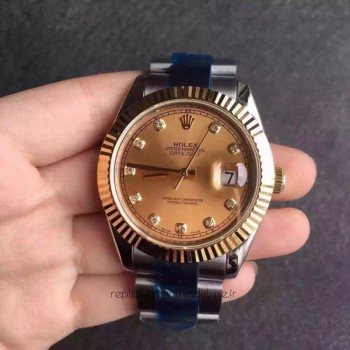 Replik-Uhr Rolex Datejust II 116333 41MM Rostfreier Stahl & Gelbgold Champagner-Zifferblatt