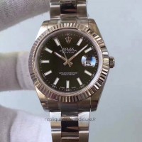 Replik-Uhr Rolex Datejust II 116334 41MM Rostfreier Stahl Schwarzes Zifferblatt