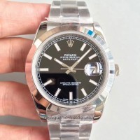 Replik-Uhr Rolex Datejust II 126300 41MM Rostfreier Stahl Schwarzes Zifferblatt