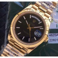 Replik-Uhr Rolex Day-Date 40 228235 Gelbgold Schwarz Diagonal Dial