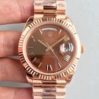 Replik-Uhr Rolex Day-Date 40 228235 40MM Rostfreier Stahl With 18K Roségold Wrapped Zifferblatt Schokolade