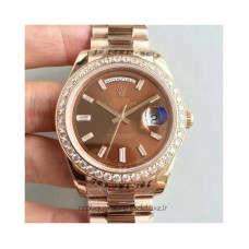 Replik-Uhr Rolex Day-Date 40 228235 40MM Roségold & Diamanten Zifferblatt Schokolade