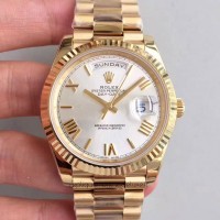 Replik-Uhr Rolex Day-Date 40 228238 Gelbgold Rhodium-Zifferblatt