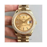 Replik-Uhr Rolex Day-Date 40 228348RBR 40MM Gelbgold & Diamanten Champagner-Zifferblatt