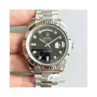 Replik-Uhr Rolex Day-Date II 218239 41MM Rostfreier Stahl Schwarzes Zifferblatt